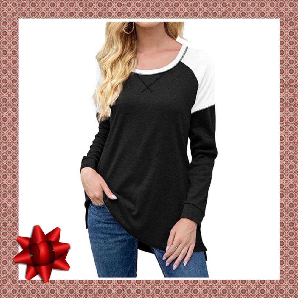 Nwt Black and White Long Sleeve Top Size Large